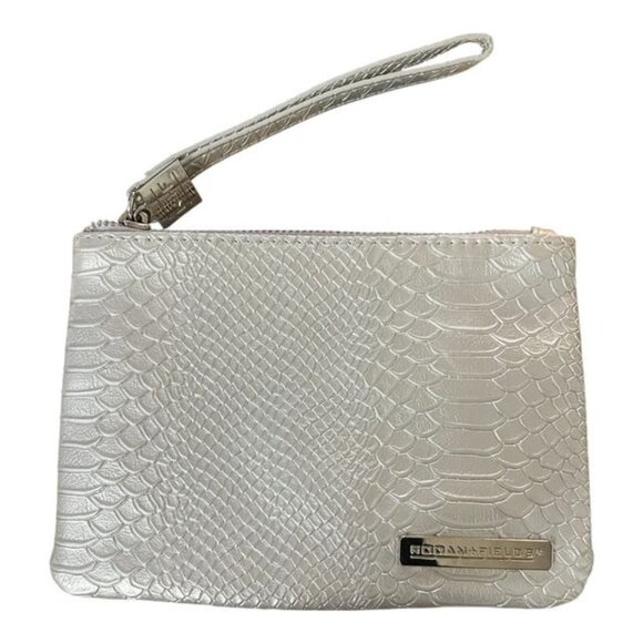 Rodan & Fields Cosmetic Make-up Bag Silver Textured Faux Snake Skin Wristlet - S - Picture 1 of 5